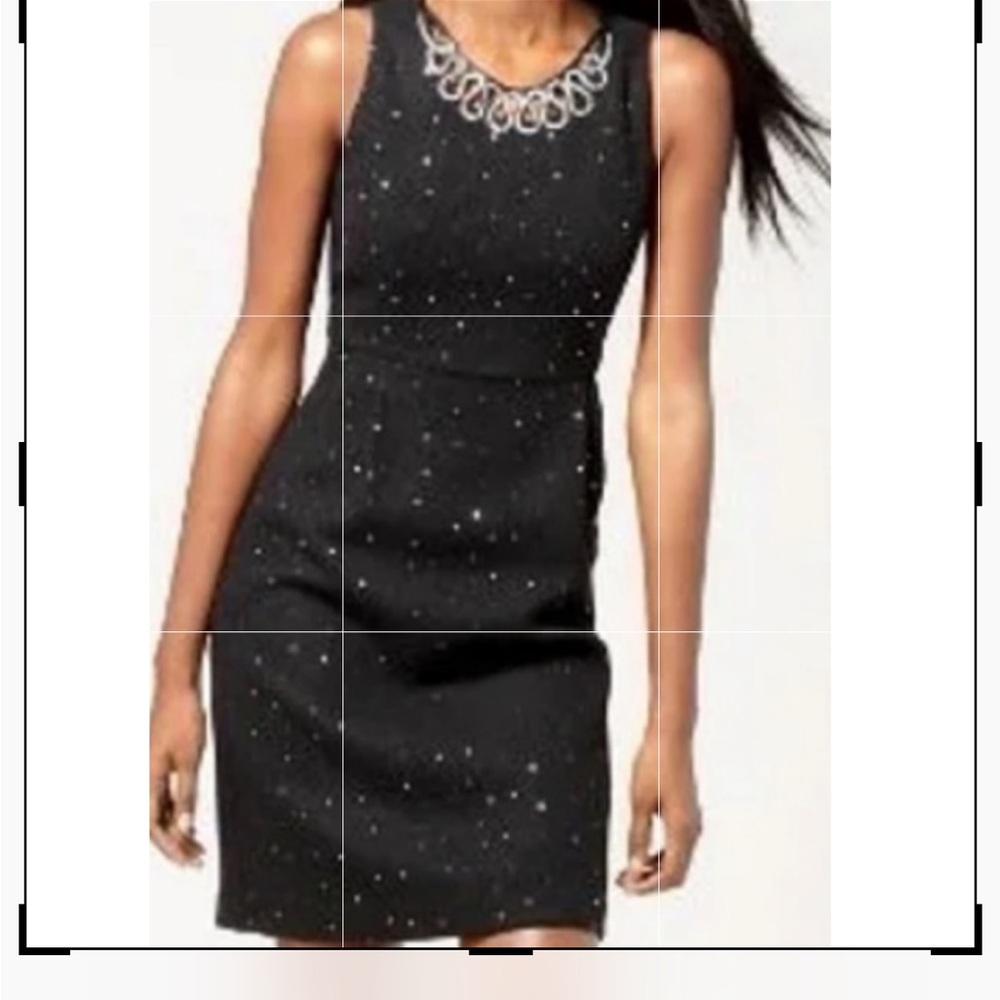 INC black wool blend and rhinestone dress
